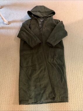 Vintage Hooded Long alpaca-mohair Coat in Olive Green size 7